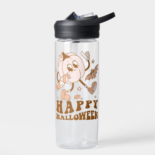 Happy Halloween| Retro Polka Dot Pumpkin Trinkflasche (Links)