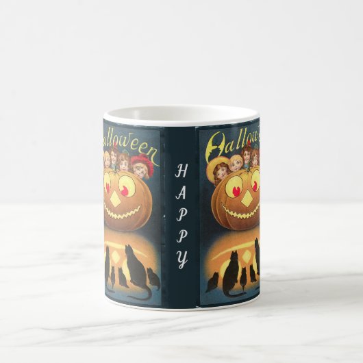 Happy Halloween Retro Poster Kaffeetasse (Mittel)
