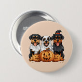 Happy Halloween Rottweiler Hunde Kürbislaterne Button (Vorne & Hinten)