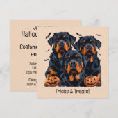 Happy Halloween Rottweiler Hunde Kürbislaterne Einladung (Vorne/Hinten)