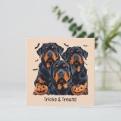 Happy Halloween Rottweiler Hunde Kürbislaterne Einladung (Stehend Vorderseite)