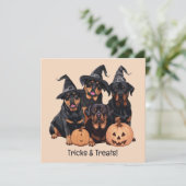 Happy Halloween Rottweiler Hunde Kürbislaterne Einladung (Stehend Vorderseite)