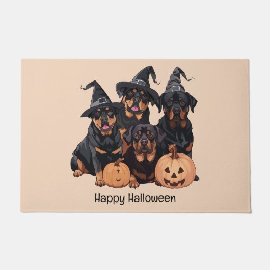Happy Halloween Rottweiler Hunde Kürbislaterne Fußmatte (Vorderseite)