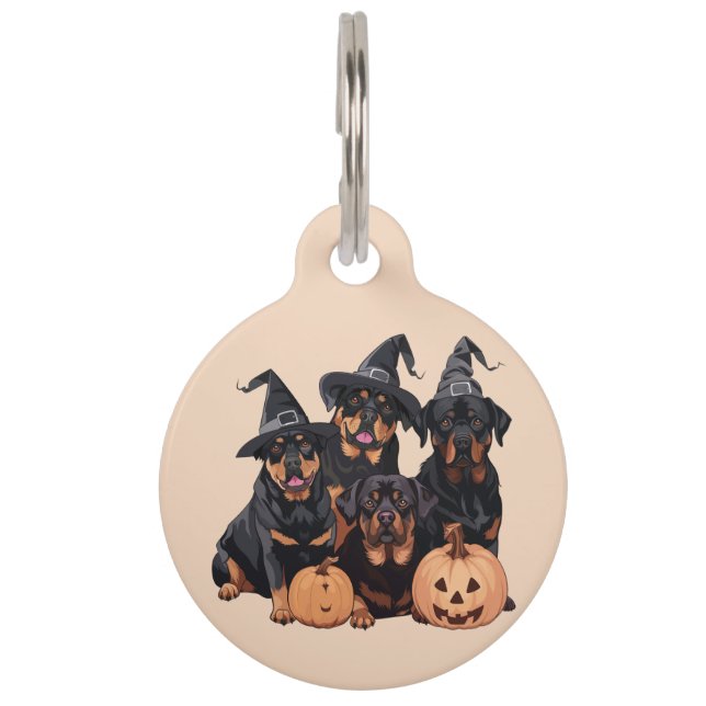 Happy Halloween Rottweiler Hunde Kürbislaterne Haustiermarke (Vorderseite)