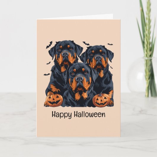 Happy Halloween Rottweiler Hunde Kürbislaterne Karte (Vorderseite)