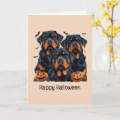 Happy Halloween Rottweiler Hunde Kürbislaterne Karte (Gelbe Blume)