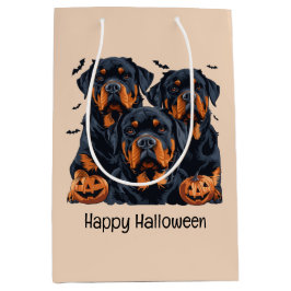 Happy Halloween Rottweiler Hunde Kürbislaterne Mittlere Geschenktüte
