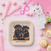 Happy Halloween Rottweiler Hunde Kürbislaterne Pappteller (Party)