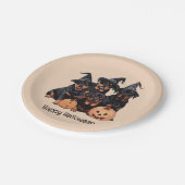 Happy Halloween Rottweiler Hunde Kürbislaterne Pappteller (Schrägansicht)