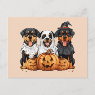 Happy Halloween Rottweiler Hunde Kürbislaterne Postkarte