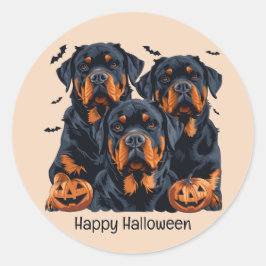 Happy Halloween Rottweiler Hunde Kürbislaterne Runder Aufkleber