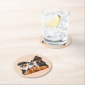 Happy Halloween Rottweiler Hunde Kürbislaterne Runder Pappuntersetzer (Vor Ort)