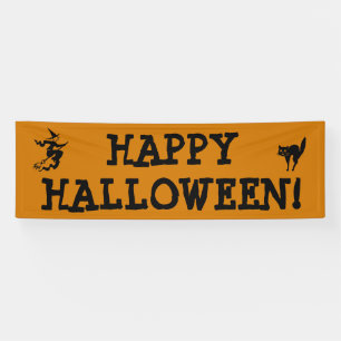 Happy Halloween Rotzstock Black Cat Orange Banner
