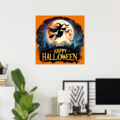 Happy Halloween - Rotzunge auf dem Broom Poster (Heimbüro)