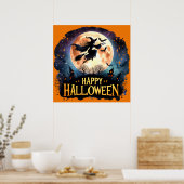 Happy Halloween - Rotzunge auf dem Broom Poster (Küche)