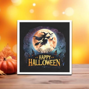 Happy Halloween - Rotzunge auf dem Broom Serviette