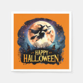 Happy Halloween - Rotzunge auf dem Broom Serviette (Vorderseite)