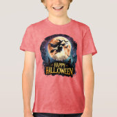 Happy Halloween - Rotzunge auf dem Broom Tri-Blend Shirt (Vorderseite)