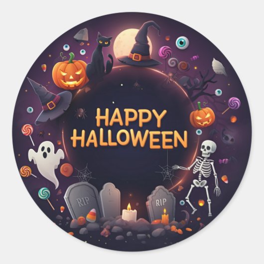 Happy Halloween Round Sticker (Vorderseite)