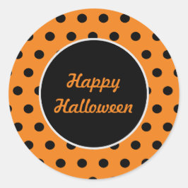 Happy Halloween Round Stickers (Orange & Black)