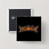 Happy Halloween Ruby Eye Pumpkin Silver Frame Button (Vorne & Hinten)
