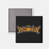 Happy Halloween Ruby Eye Pumpkin Silver Frame Magnet (Vorderseite/Rückseite)