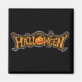 Happy Halloween Ruby Eye Pumpkin Silver Frame Magnet (Vorne)
