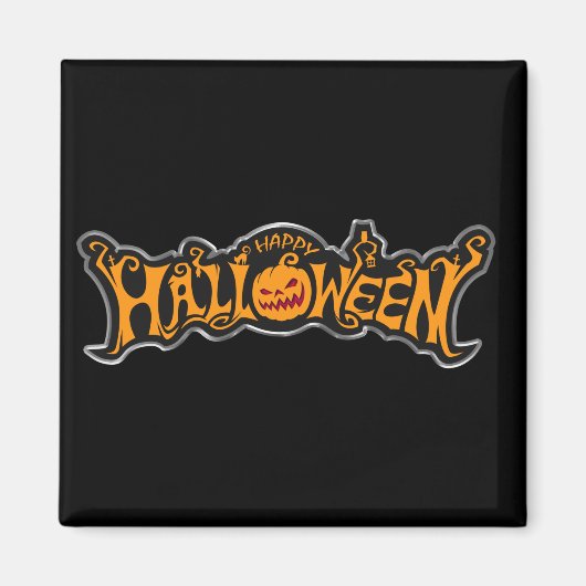 Happy Halloween Ruby Eye Pumpkin Silver Frame Magnet (Vorne)