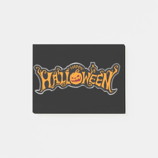 Happy Halloween Ruby Eye Pumpkin Silver Frame Post-it Klebezettel (Vorderseite)