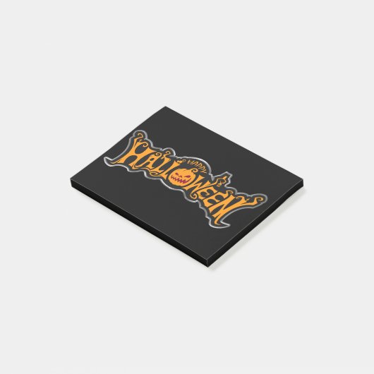 Happy Halloween Ruby Eye Pumpkin Silver Frame Post-it Klebezettel (angewinkelt)