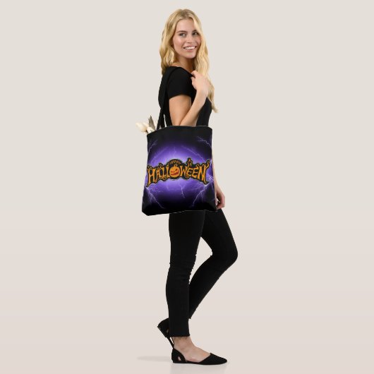 Happy Halloween Ruby Mit Augen Pumpkin Lila Blitz Tasche (Am Model)