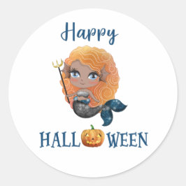 Happy Halloween Rundaufkleber Girl Mermaid Aufkleb Runder Aufkleber