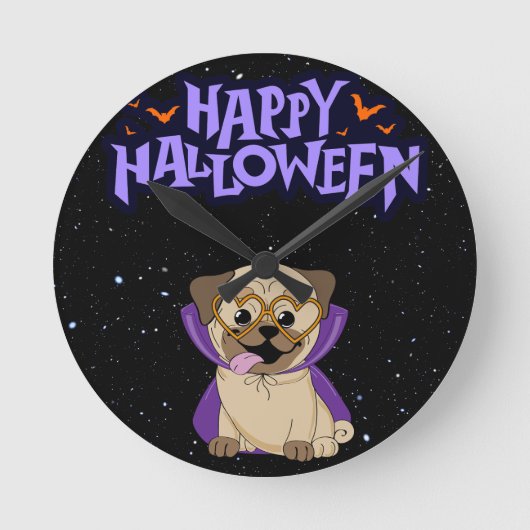 Happy Halloween Runde Wanduhr (Vorderseite)