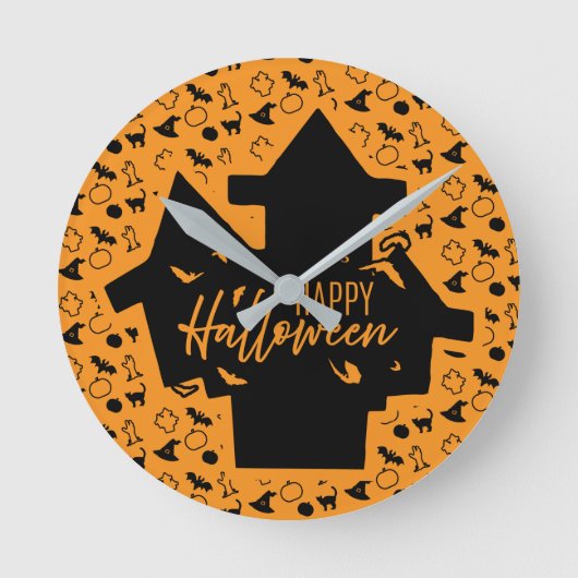 Happy Halloween Runde Wanduhr (Vorderseite)