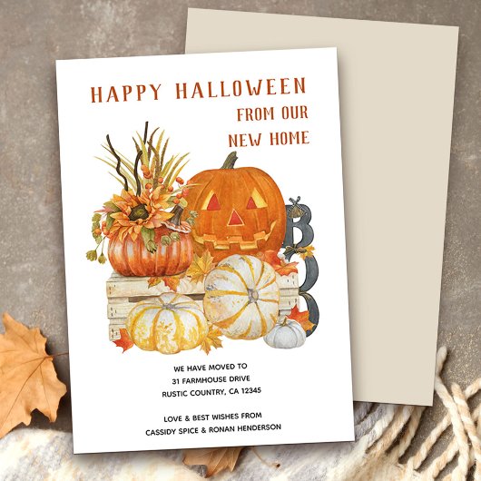 Happy Halloween Rustic Bauernhof Pumpkins Moving Ankündigung