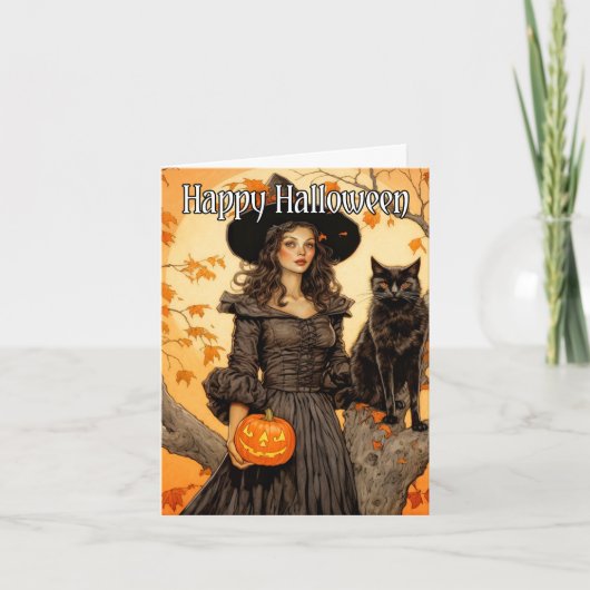 Happy Halloween | Salem Hexe Karte (Vorderseite)