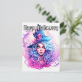 Happy Halloween - Salem Witch Illustration Postkarte (Stehend Vorderseite)