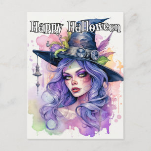 Happy Halloween Salem Witch Illustration Postkarte