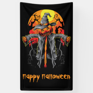 Happy Halloween Scarecrow Banner