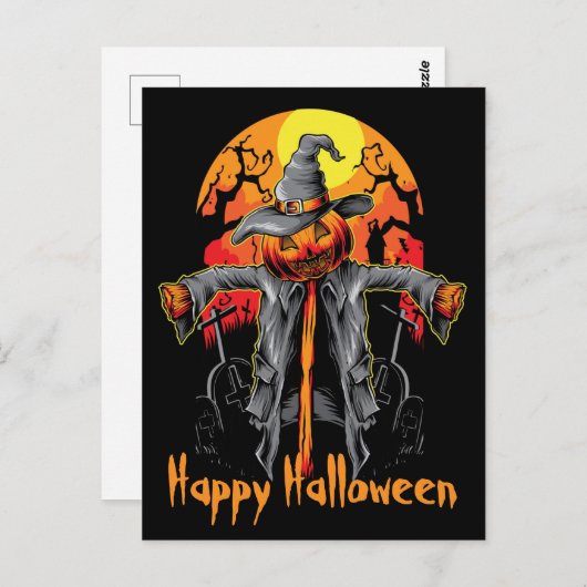 Happy Halloween Scarecrow Postkarte (Vorne/Hinten)