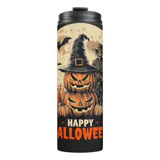 Happy Halloween Scarecrow Pumpkin Thermal Tumbler Thermosbecher (Vorderseite)