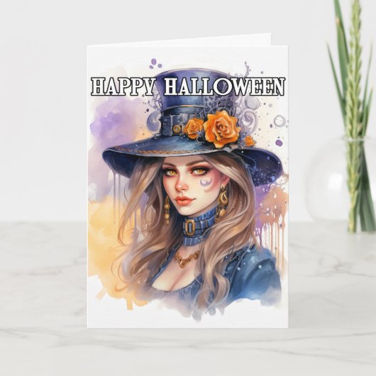 Happy Halloween | Schöne Majestic Hexe Karte (Vorderseite)