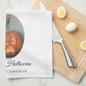 Happy Halloween schreiende Kürbislaterne Pumpkin Geschirrtuch (Viertel Falte)