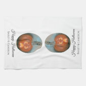 Happy Halloween schreiende Kürbislaterne Pumpkin Geschirrtuch (Horizontal)