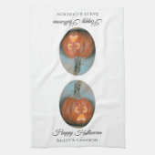 Happy Halloween schreiende Kürbislaterne Pumpkin Geschirrtuch (Vertikal)