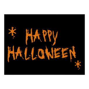 Happy Halloween Schwarz beängstigend Poster