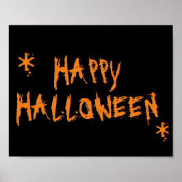 Happy Halloween Schwarz beängstigend Poster