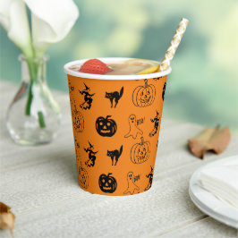 Happy Halloween Schwarz-Orange-Party Pappbecher
