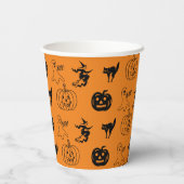 Happy Halloween Schwarz-Orange-Party Pappbecher (Rückseite)
