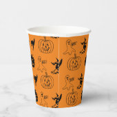 Happy Halloween Schwarz-Orange-Party Pappbecher (Rechts)